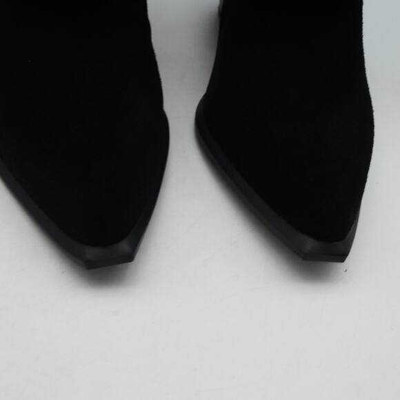 NEW Nine West Women's 8.5 Rimepy Foldover Boot Black Suede Block Heel - Picture 7 of 13
